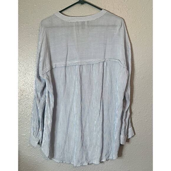 Nine West Large Beachy Shirt Long sleeve Striped Blue Lightweight Swim Cover up - Picture 2 of 6